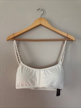 NWT Kate Spade Pearl-Strap White bikini top - Women's small